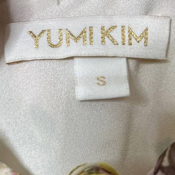 Yumi Kim Ariana Floral Dress Women’s Size Small Yellow Midi Ruched Lined - Picture 12 of 13